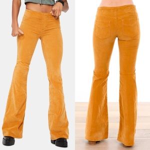 Free People Pull On Corduroy Flare Sueded Suntan 24 NWT